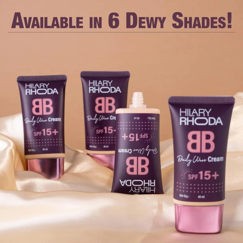 Hilary Rhoda BB Cream with SPF 15 | Infused with Wheat Germ Oil & Jojoba Seed Oil | Weightless Formula | Hides Blemishes, Dark Spots & Pigmentation - 40ml (Nude Beige - Shade 3) thumbnail 6